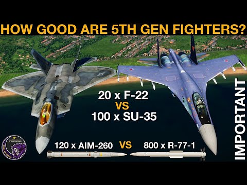 Видео: УЛУЧШЕНО: 20 истребителей F-22 Raptor против 100 истребителей Су-35 Flankers | Битва 5-го и 4-го ...