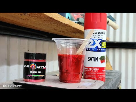 Видео: Давайте распылим - SENSHI RED Pearl over RUSTOLEUM Apple Red