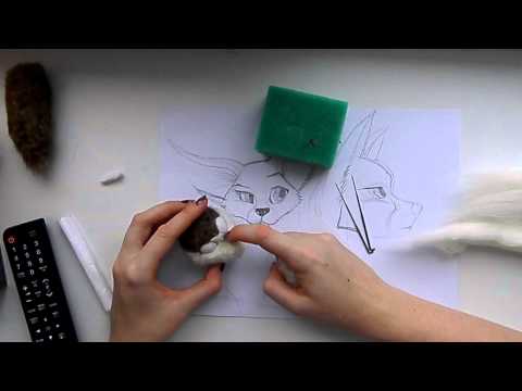 Видео: Сухое валяние: Мастер класс по валянию мордочки для валяной игрушки.Мимика.