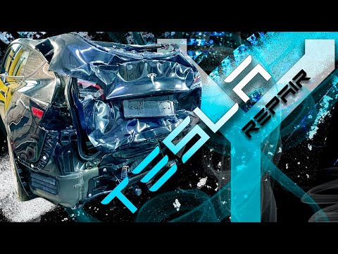 Видео: TESLA Y. The body rebuilding. Ремонт переда.