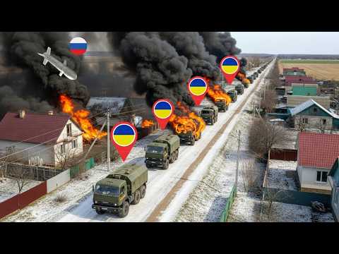 Видео: Российские беспилотники нанесли удар по украинскому военному конвою снабжения