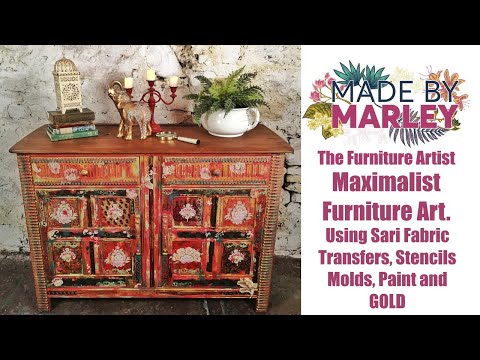 Видео: Максималистское мебельное искусство с использованием трафаретов и золота сари.