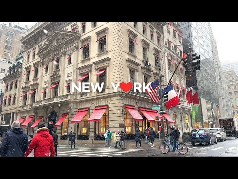 Видео: [4K]🇺🇸Снегопад в Нью-Йорке 🗽☃️❄️: прогулка по центру Манхэттена / 19 января 2024 г.