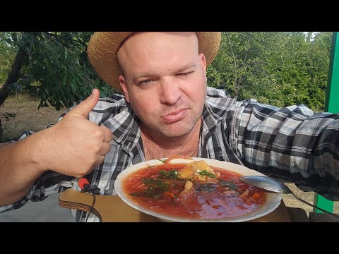 Видео: МУКБАНГ борщ с курицей/обжор на даче