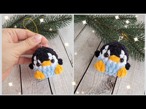 Видео: 🐧Пингвин брелок из плюшевой пряжи крючком🐧crochet penguin🐧Gehäkelter Pinguin