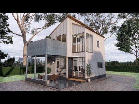 Видео: Этот двухэтажный небольшой дом размером 7x10 м просто потрясающий! (753 кв. фута | Современный ди...