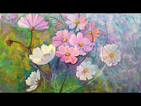 Видео: "Космея" гуашь, 3 часть