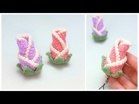Видео: Как связать мини-розу для брелока для начинающих – легко и мило!