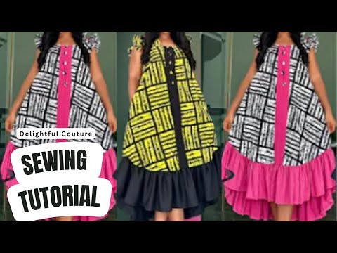 Видео: Как выкроить и сшить симпатичное платье А-силуэта с оборками на рукавах