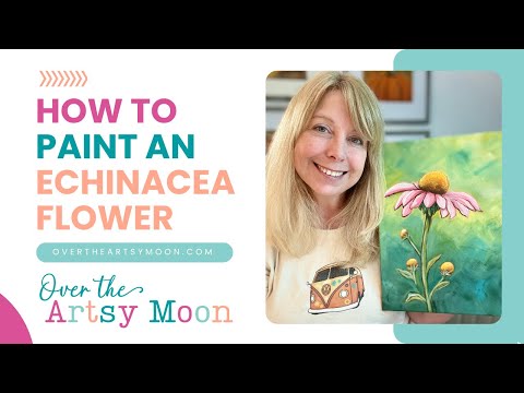 Видео: Как нарисовать цветок эхинацеи (простая акриловая живопись для начинающих)