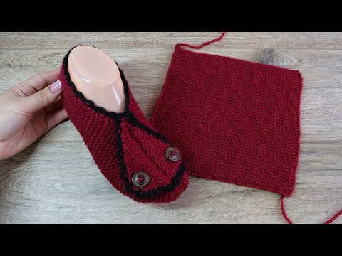 Видео: Простые следки спицами из прямоугольников 🍒 Eatzy Rectangle Slippers knitting pattern