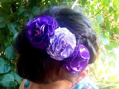 Видео: Ободок с пышнымы цветами канзаши из лент 5 см Мастер класс для начинающих