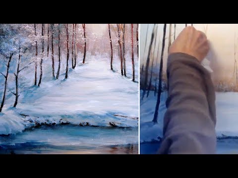 Видео: Загадочный лес. Рисуем  акриловыми красками.