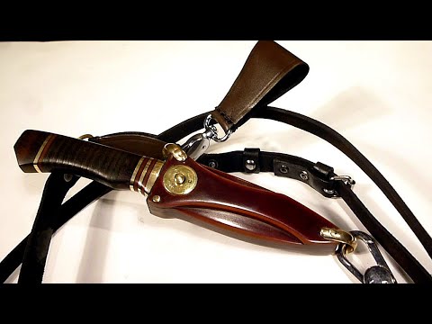 Видео: Ножны с кнопкой и универсальным подвесом.  Sheath with lock and universal suspension.