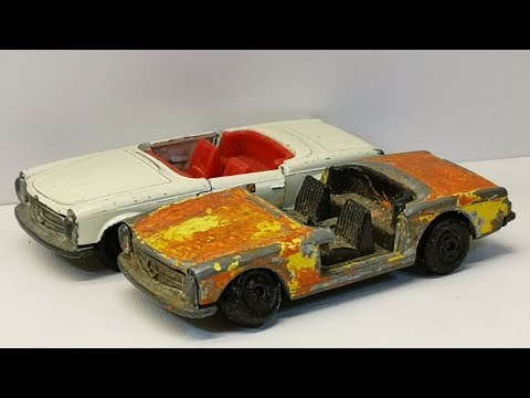 Видео: «Matchbox» реставрация Mercedes 230 SL № 27, литьевая машина. делать двери