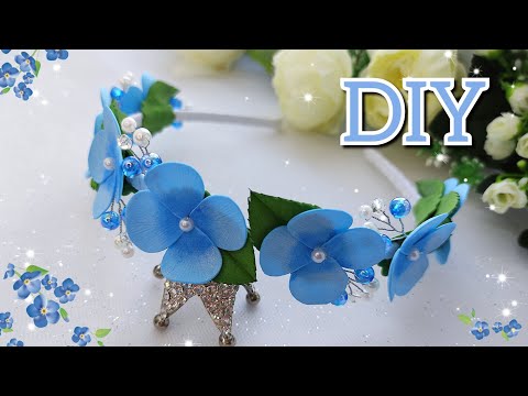 Видео: DIY / МК "ободок с цветочками из иранского фоамирана с бусинами"🤩💙🌿