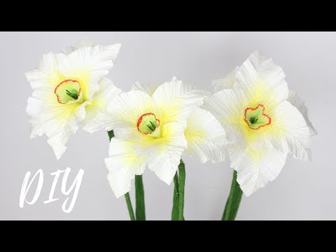 Видео: НАРЦИССЫ из гофрированной бумаги ☆ МК ☆ DIY Corrugated Paper Flowers