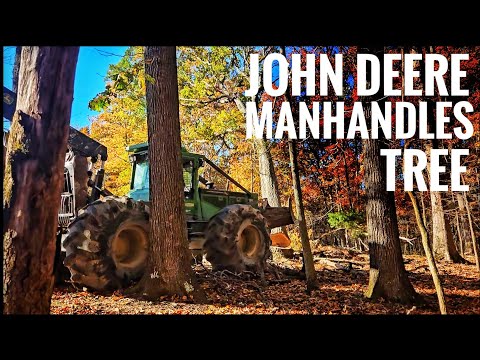 Видео: John Deere 848H обрабатывает дерево
