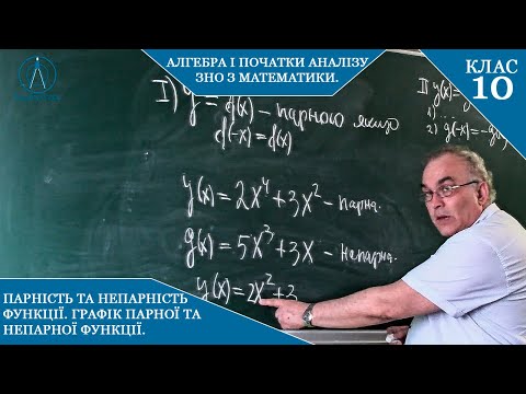 Видео: Курс 1(1). Заняття №8-1. ПАРНІСТЬ та НЕПАРНІСТЬ функції. Графік парної та непарної функції.