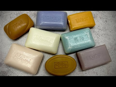 Видео: ASMR soap/ Dry soap cutting 🩵🤎🤍💜/ Резка сухого корейского мыла