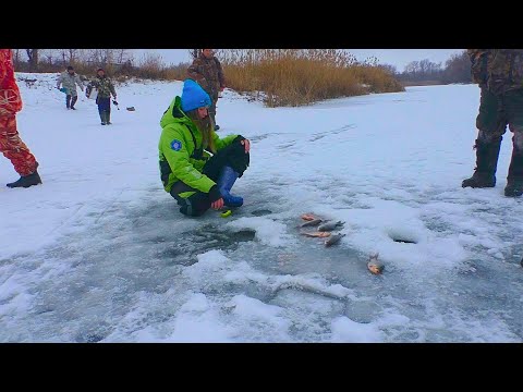 Видео: КАК ИЗ ПУЛЕМЕТА КЛЮЁТ! ВСЕ РЫБАКИ СБЕЖАЛИСЬ К ДЕВЧОНКЕ! Зимняя рыбалка 2022-2023