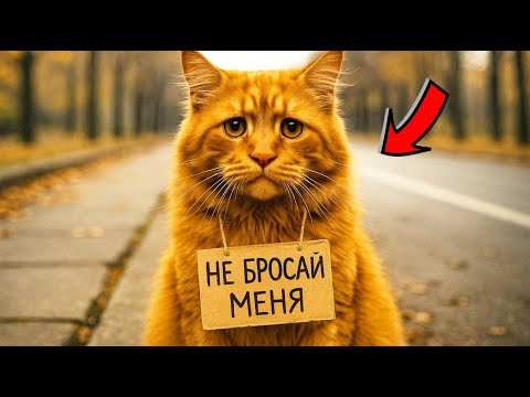 Видео: На остановке сидел кот с табличкой. То, что на ней было написано — довело всех до слёз!