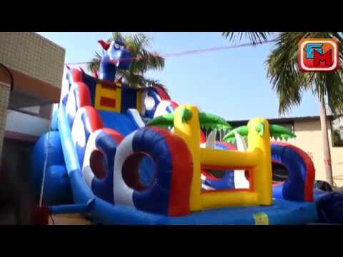 Видео: Надувной батут-горка «Дракон» 11*6*9 м от БатутМастер