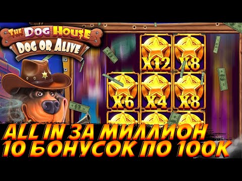 Видео: КУПИЛ 10 БОНУСОК ПО 100 000,А В КОНЦЕ ALL IN ЗА МИЛЛИОН В DOG HOUSE DOG OR ALIVE