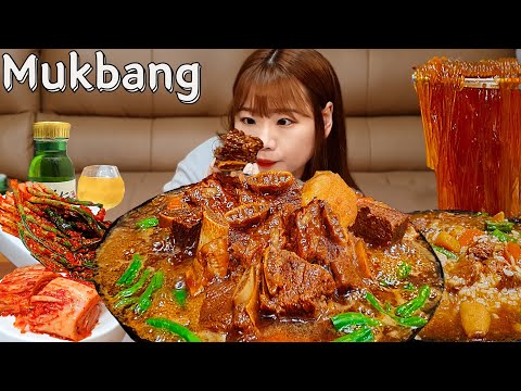 Видео: Sub)Real Mukbang-  Тушеные короткие ребрышки🍖 Лапша 🍜 Жареный рис🍚 Сливовое вино🍸 ASMR КОРЕЙСКАЯ ЕДА