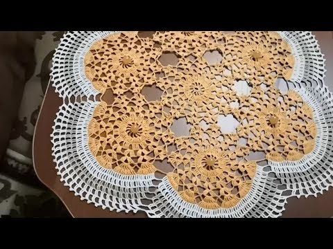 Видео: Салфетка ажурная, из мотивов, с бусинами. Салфетка для начинающих.  Схема салфетки.      2 Часть.