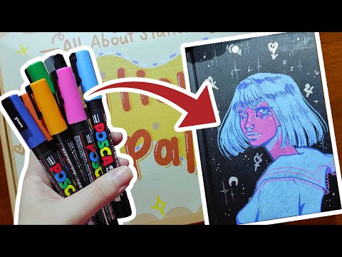 Видео: РИСУЮ НА ОБЛОЖКЕ СКЕТЧБУКА МАРКЕРАМИ POSCA + розыгрыш и распаковка от Stationery Pal