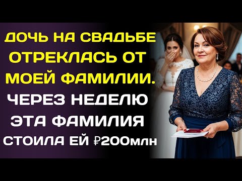 Видео: Дочь отказалась от нашей “бедной” фамилии на свадьбе. А через месяц я получила ₽200млн