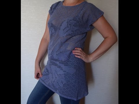 Видео: Туника крючком.Филейное вязание.