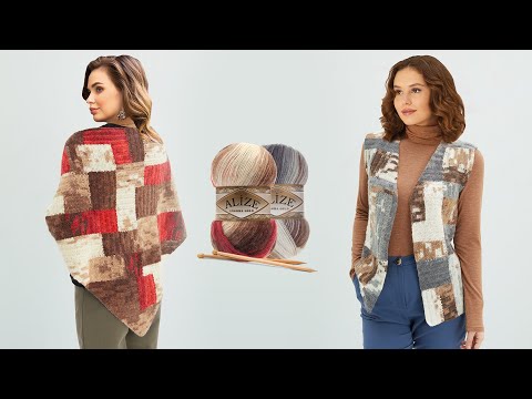 Видео: Angora Gold Batik ile Patchwork Şal ve Yelek • Patchwork Shawl and Vest • Пэчворк, Шаль и Жилетvia