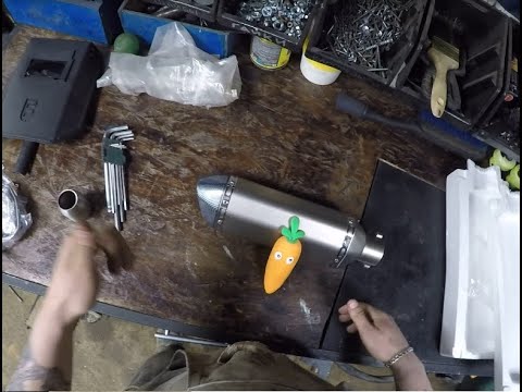 Видео: китайский прямоток Akrapovic / глушитель с Aliexpress