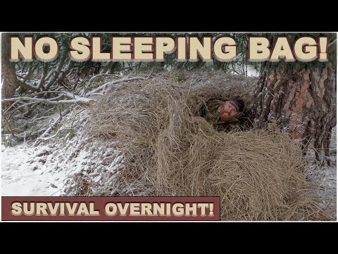 Видео: ЗИМНЕЕ ВЫЖИВАНИЕ С НОЧЕВКОЙ! Снег: без спального мешка