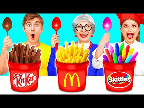 Видео: Кулинарный Челлендж: Я против Бабушки | Потрясающие Кулинарные Рецепты от AZaZa Challenge