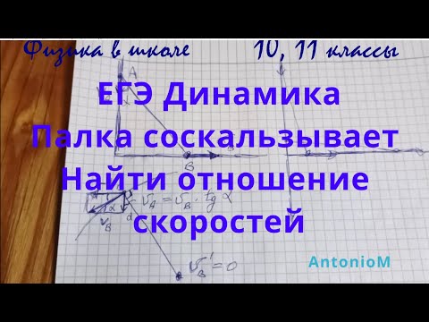 Видео: ЕГЭ Динамика Палка соскальзывает Найти отношение скоростей