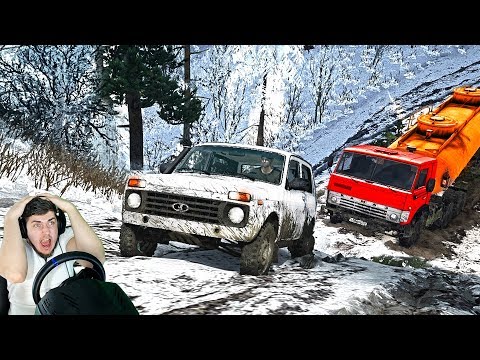Видео: СТАРЫЙ КАМАЗ НЕ СМОГ ВЫЕХАТЬ В ГОРУ - НИВА ВЫТАЩИТ SPINTIRES MUDUNNER