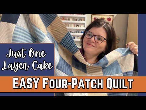 Видео: Быстрый и простой урок по созданию лоскутного одеяла с четырьмя заплатками и однослойным бисквитом