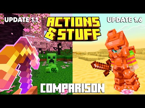Видео: Сравнение анимированных трейлеров Actions & STUFF 1.6 в Minecraft Bedrock (медное обновление)