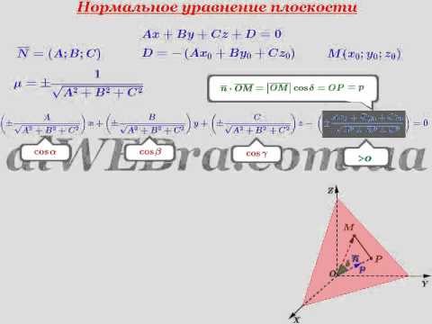 Видео: Видеоурок "Нормальное уравнение плоскости"