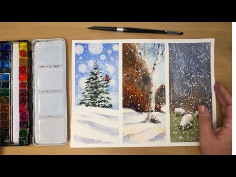 Видео: 3 идеи акварельных пейзажей для начала