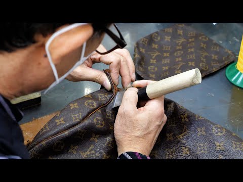 Видео: Процесс восстановления старой сумки LOUIS VUITTON. Ремесленник корейской реставрации.