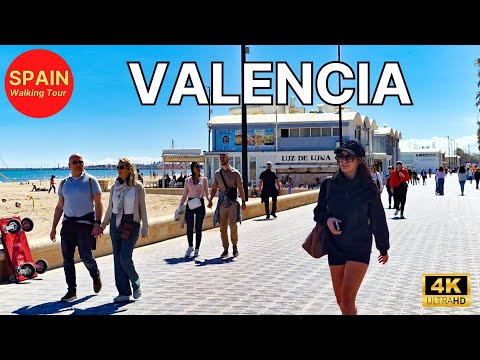 Видео: 🇪🇦[4K] ВАЛЕНСИЯ, Испания 🏖 Пешая экскурсия по набережной - самые красивые города Испании