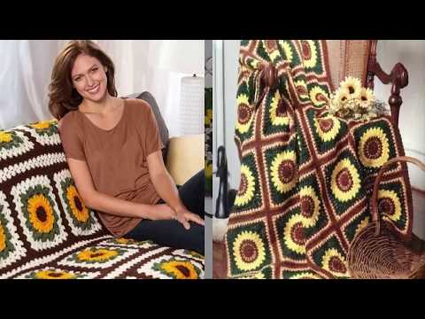 Видео: КРАСИВЫЙ ПЛЕД КРЮЧКОМ ПОДСОЛНУХИ. МАСТЕР КЛАСС