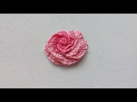 Видео: МК. Объемная вышивка. Роза. Способ 2. Volume embroidery. Rose. Method 2.