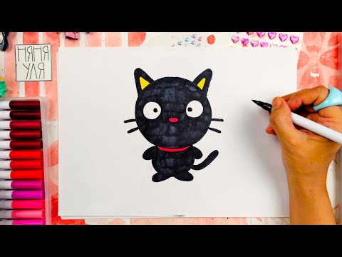 Видео: Как нарисовать котика кота Choco Cat из Hello Kitty | Няня Уля - Уроки рисования для детей