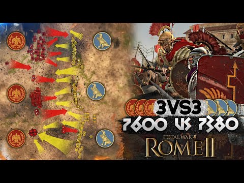 Видео: Легионы Рима против Египетских Армий 3 VS 3 - Сетевая Битва Игроков! Total War: Rome 2