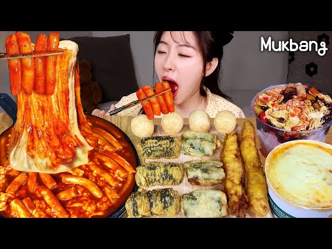 Видео: Чайный сыр Tteockbokki, сыр Kimchi рис, сладкий красный шербетiㅣReal MukbangㅣASMR Sound